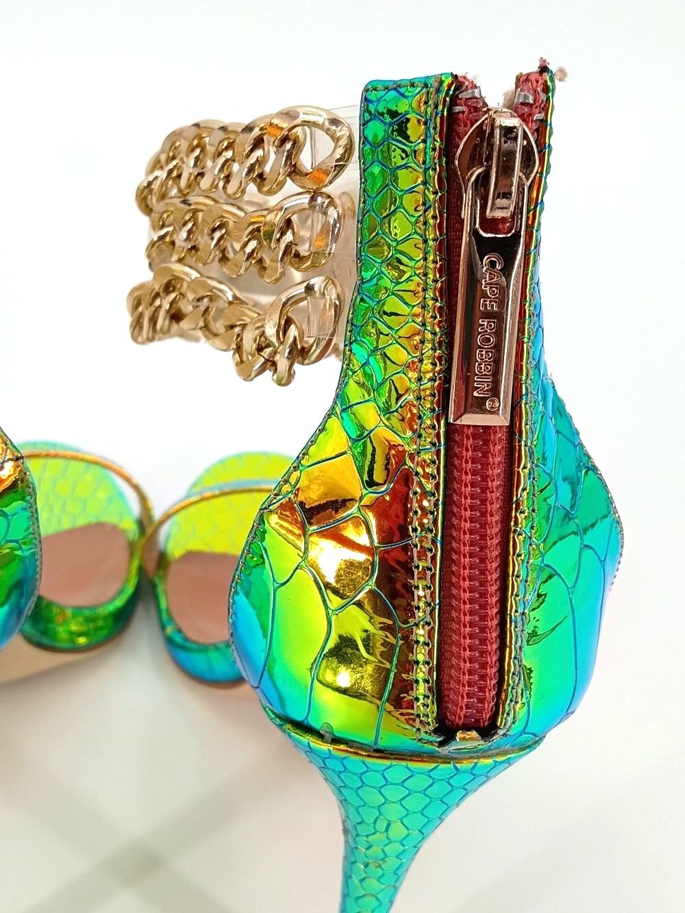 Cape Robbin Mermaidcore Iridescent Snake Print Chain Stiletto Heels Y2K Bratz 8 - Picture 8 of 11